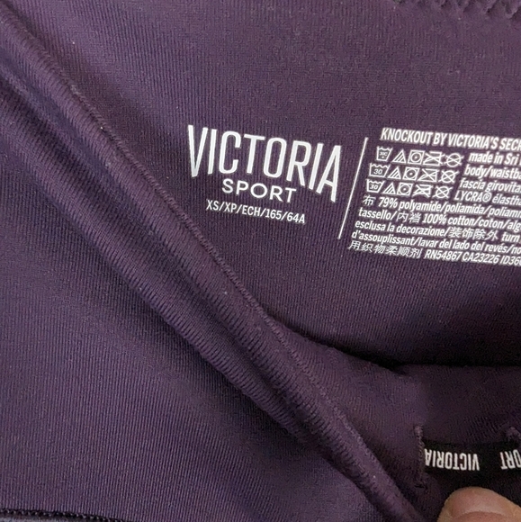 VS Sport Leopard Inset Leggings XS Purple Workout Lounge Legging - Picture 11 of 13